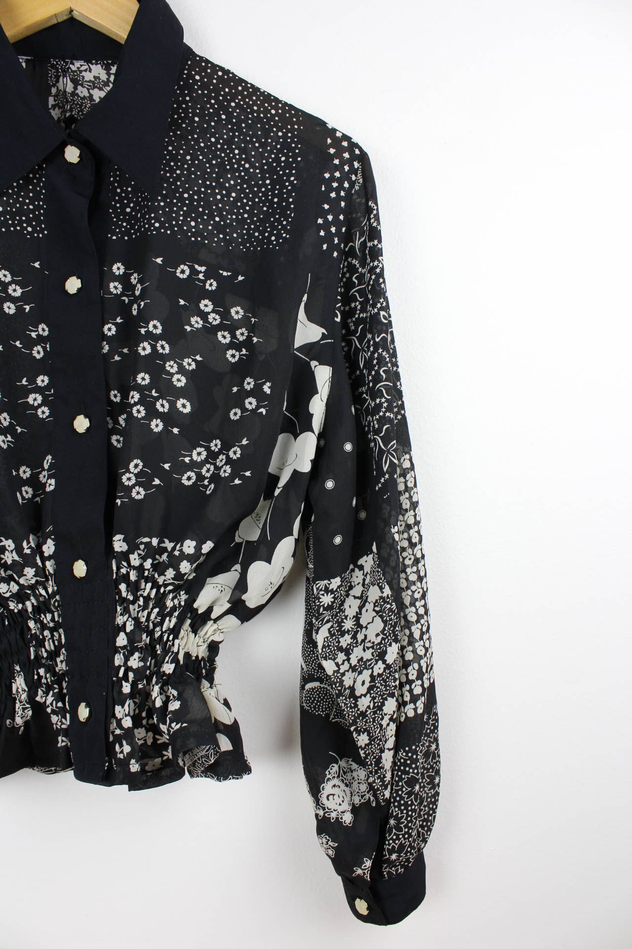 Sun's Out! - Wholesale Blouse - Women's - Reworked Vintage Long-Sleeve Button Up Blouse - Cinched21