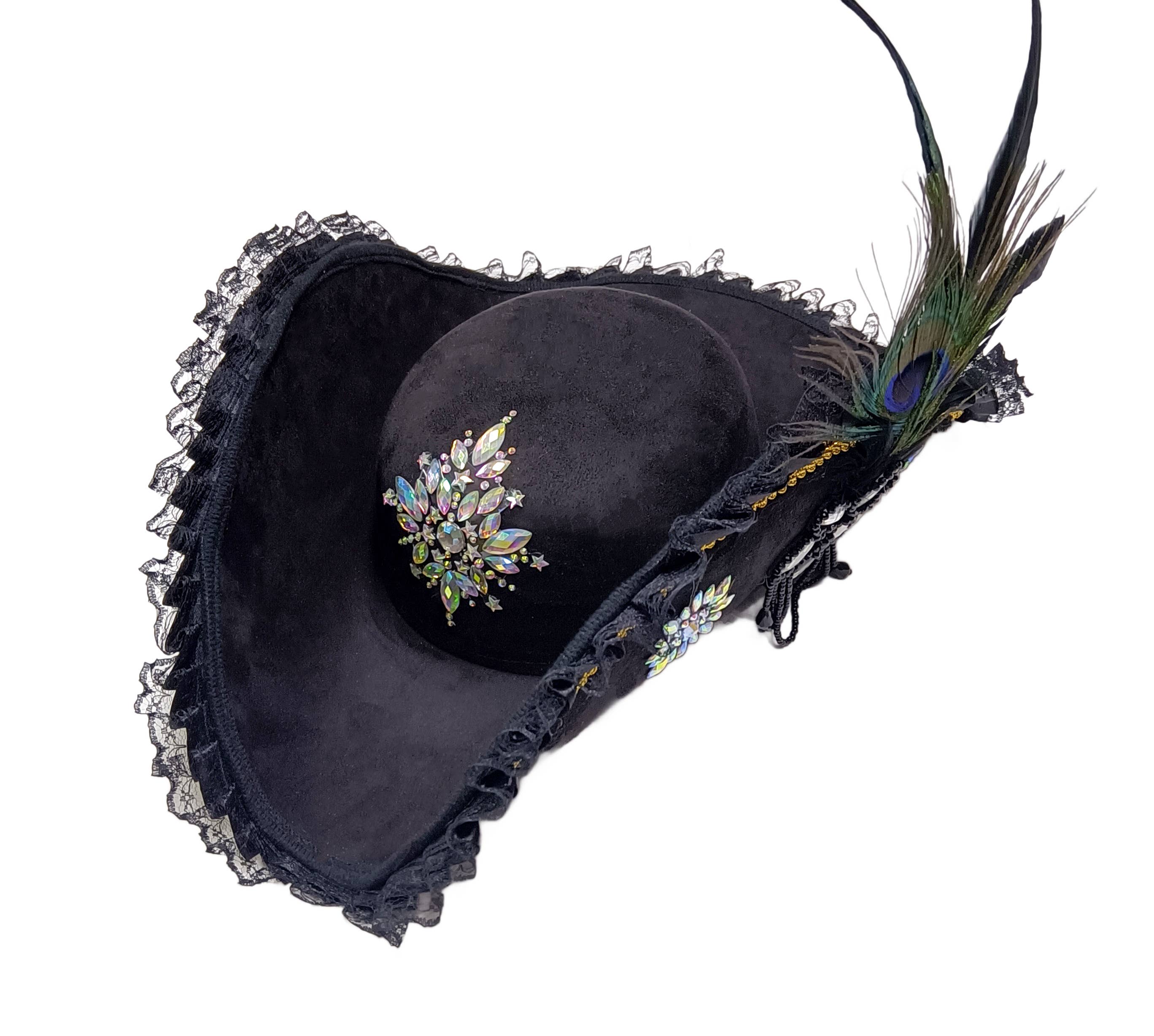 Western Fashion – wholesale Costume – Women's – THREE POINT PIRATE HAT WITH RHINESTONES0