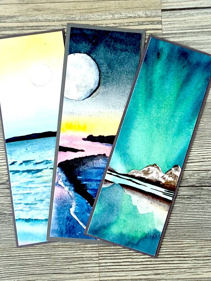 Lesezeichen-Set – Nachthimmel – 3 handgemachte Lesezeichen für den Großhandel von Christina Jenne Art and Design