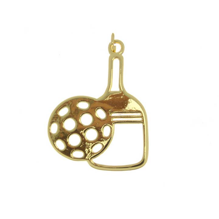 Jewel Pledge - Wholesale Individual Charm/Pendant - 18k Gold Pickleball Racket Charm for Jewelry Making,CPG26231