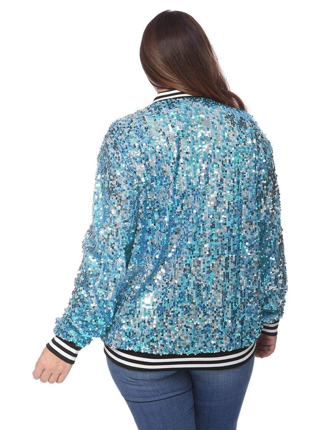 Anna Kaci Wholesale - Wholesale Bomber Jacket - Women's - Plus Size Sequin Bomber Jacket19