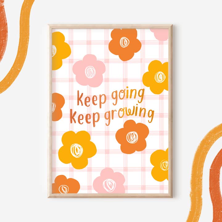 Impresión artística para pared «Keep Going Keep Growing Flower», A4 para venta al por mayor de Sollinova