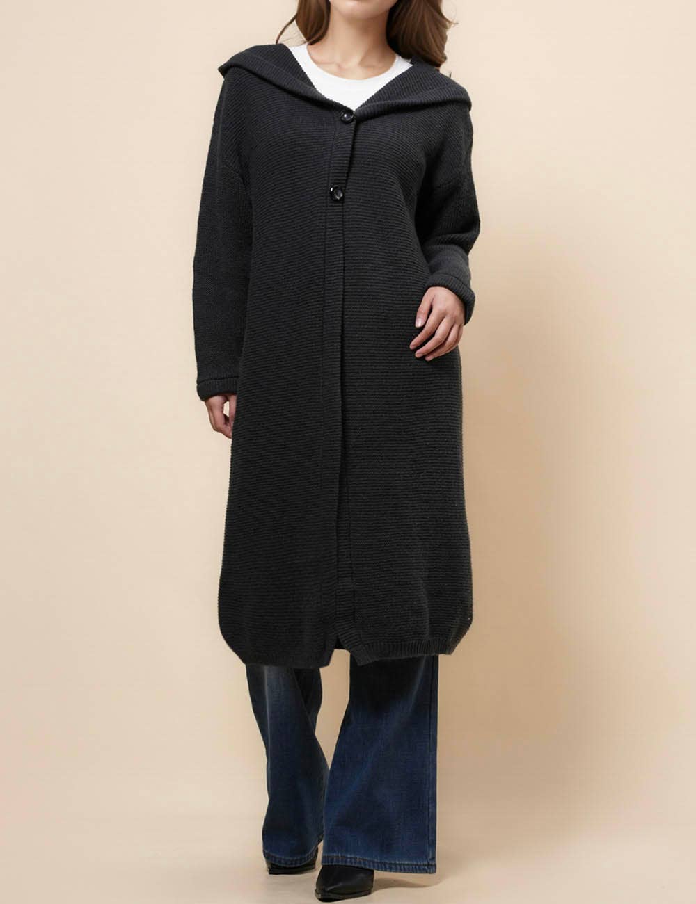 Sweetkama – Engroshandel Cardigan - Dame – Knap Hættetrøje Ensfarvet Sweaterfrakke Cardigan1