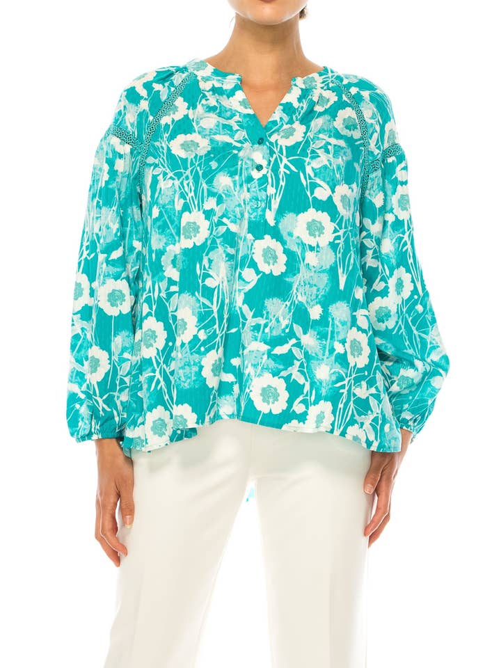 Haut paysan à demi-boutonné Zac & Rachel pour la vente par New Yorker's Apparel