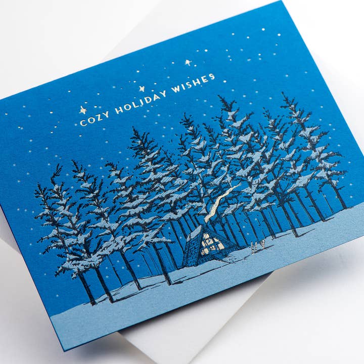 Porchlight Press Letterpress - Wholesale Season's Greetings Card - Holiday Cozy A-Frame Card4