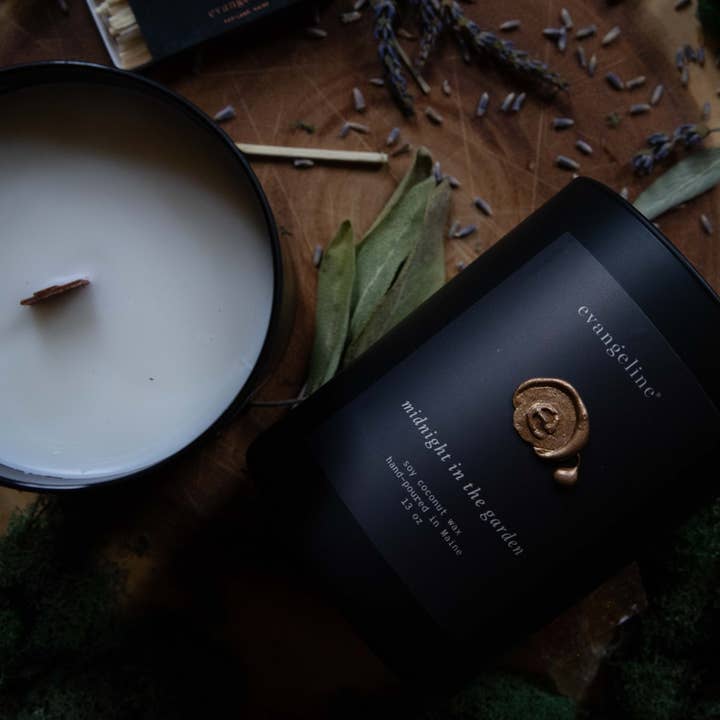 Evangeline Linens - Wholesale Jar/Filled Candle - Evangeline Candle ~ midnight in the garden6