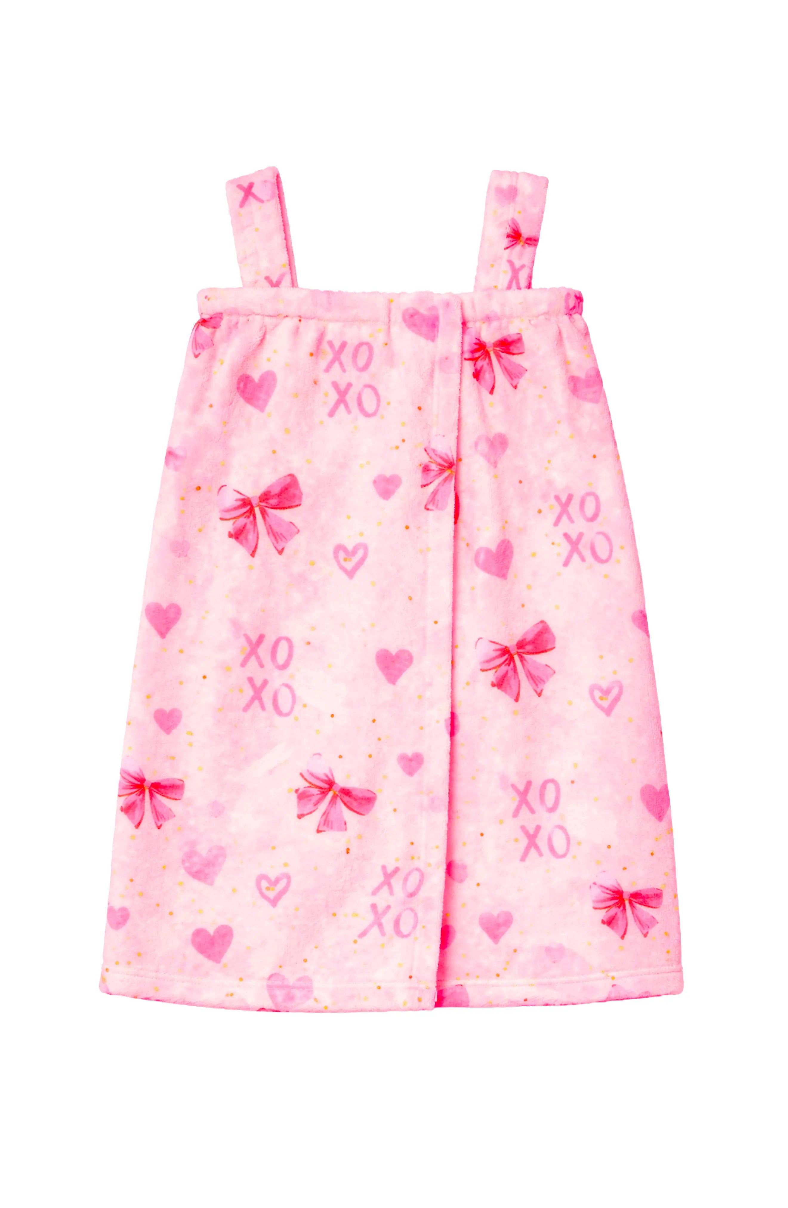Pink Plush Bow Print Spa Wrap for wholesale on Faire0