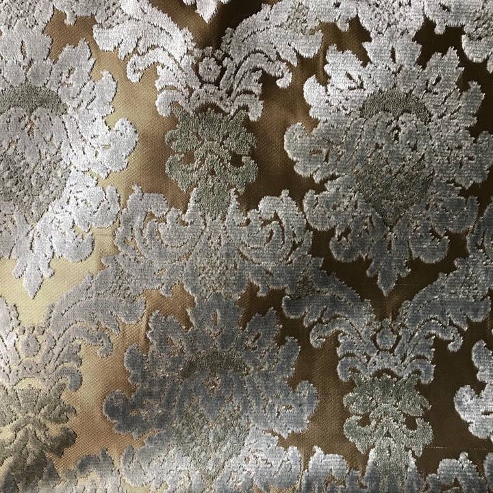 Fancy Styles Fabric - Wholesale Fabric - SWATCH Lady Cecile Designer Italian Burnout Damask Chenille Blue Bronze Fabric Upholstery3