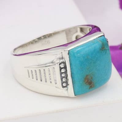 Arizona Turquoise Ring: 925 Silver Men's Accessories Jewelry for wholesale by Jay Jools