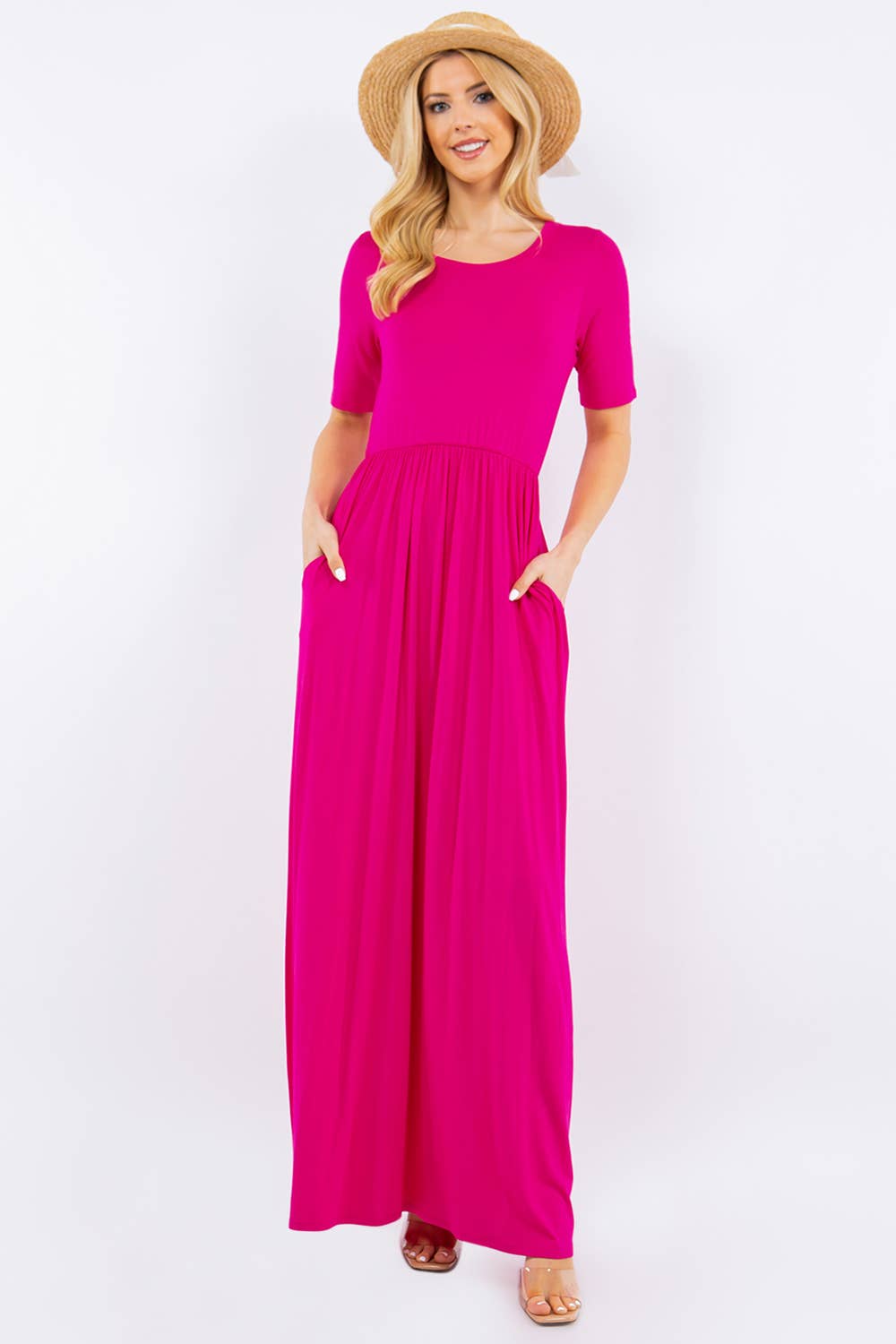 Celeste Clothing - Wholesale Dress - Women's - PLUS SIZE MODEST MAXI DRESS WITH POCKETS -CD23411T-PL24