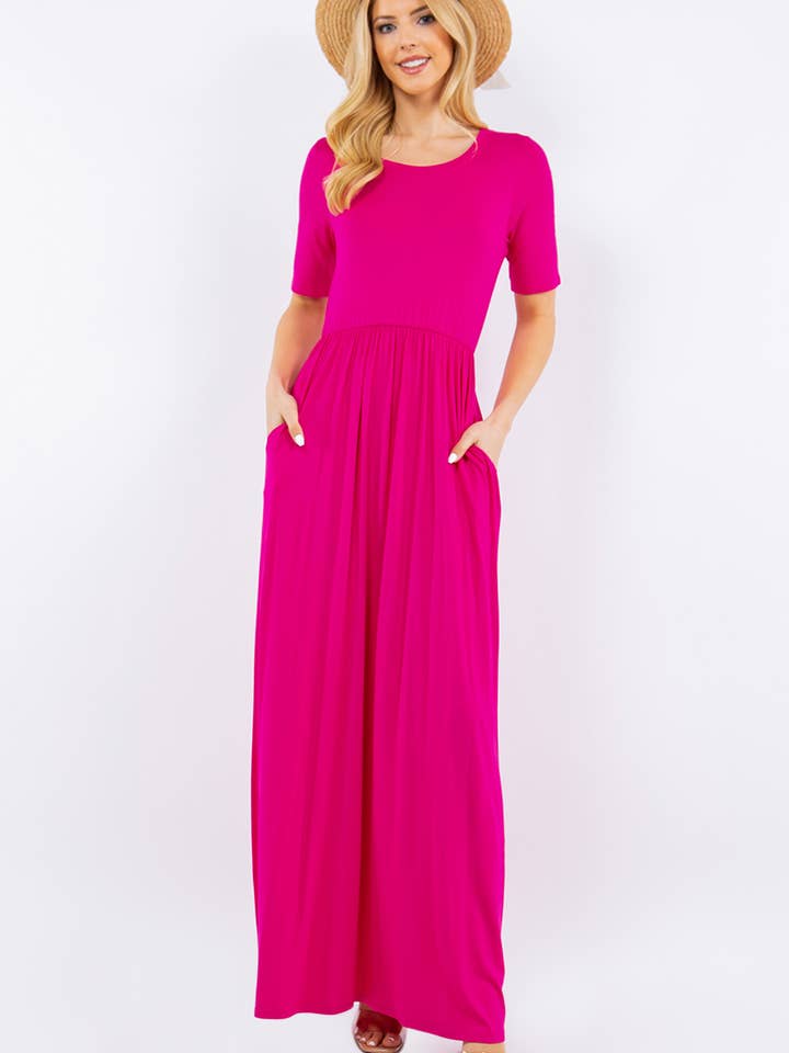 Celeste Clothing - Wholesale Dress - Women's - PLUS SIZE MODEST MAXI DRESS WITH POCKETS -CD23411T-PL24