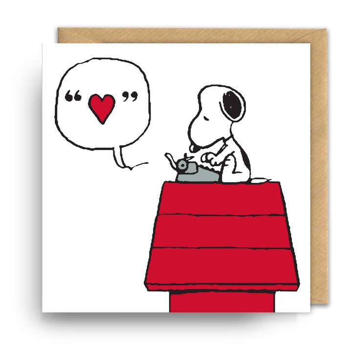 Square Valentine's Day Card | Snoopy | Peanuts | Typewriter for wholesale by Hype Associates Ltd