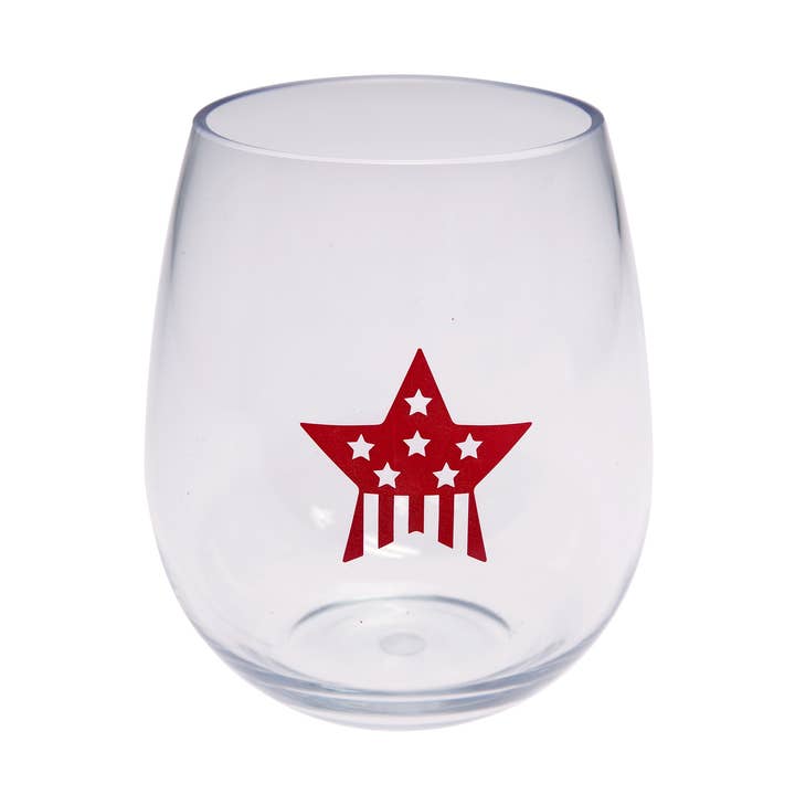TR0707R Red Star Tritan material 16 oz stemless wine glass for wholesale by LeadingWare