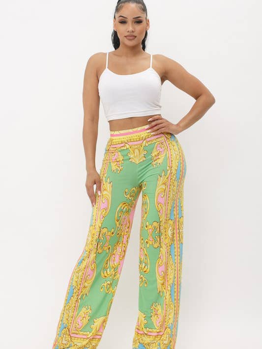 Weit geschnittene Hose mit Heritage-Muster für den Großhandel von Belita Collection