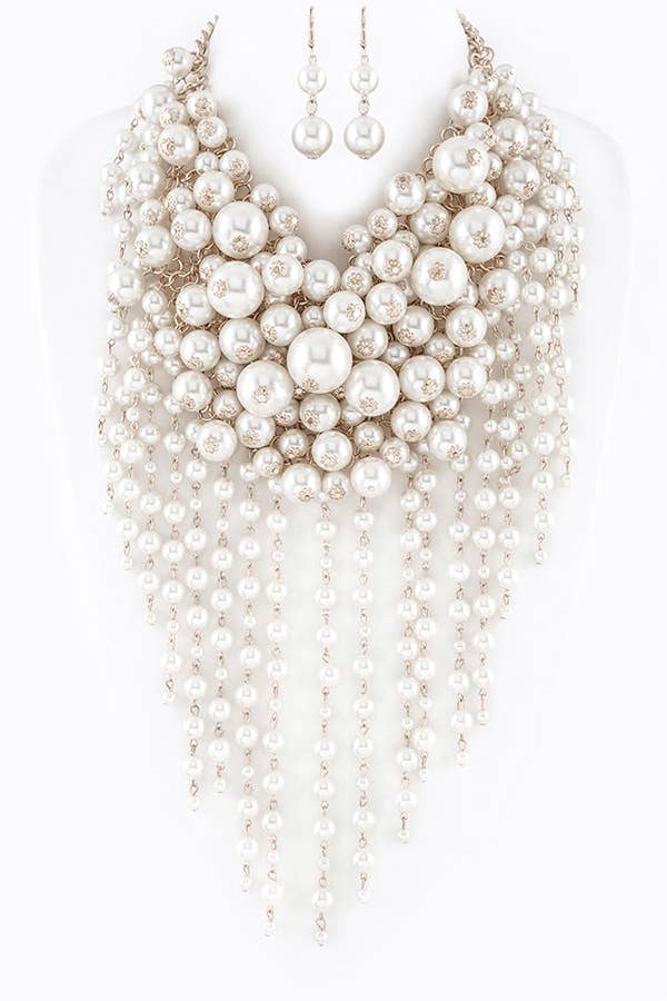 Artini Accessories – wholesale Jewellery set – Head Turner Statement Mix Pearl Layer Necklace Set7