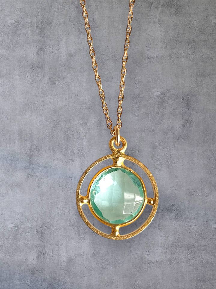 Pendentif style boussole en pierre semi-précieuse - N379 pour la vente par Treisi