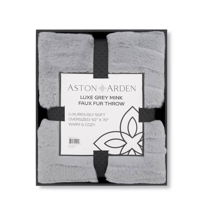 Arkwright Home - Wholesale Throw Blanket - Throw Blanket, Luxe Mink Faux Fur Grey, Gift Box included 8