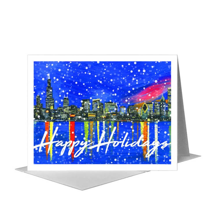 Crepúsculo, Chicago, Cartão de Saudação (#7365N) por atacado de Printed Canvas