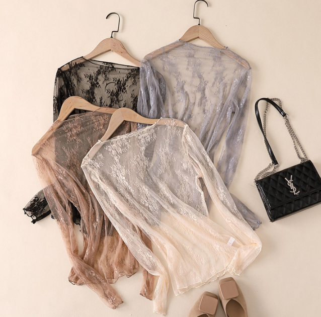 Rosa Clothing - Wholesale T-Shirt - Women's - Semi Sheer Mesh Floral Lace Layering See Through Top9