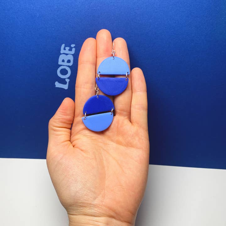 LOBE DESIGNZ – wholesale Dangle earrings – Semi Circle Simple Blue Hook Earring1