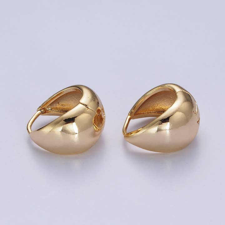 Aim Eternal - Wholesale Huggie Earrings - 24K Gold Filled Wide Chubby Band Hoops Huggie Earrings | Q15
