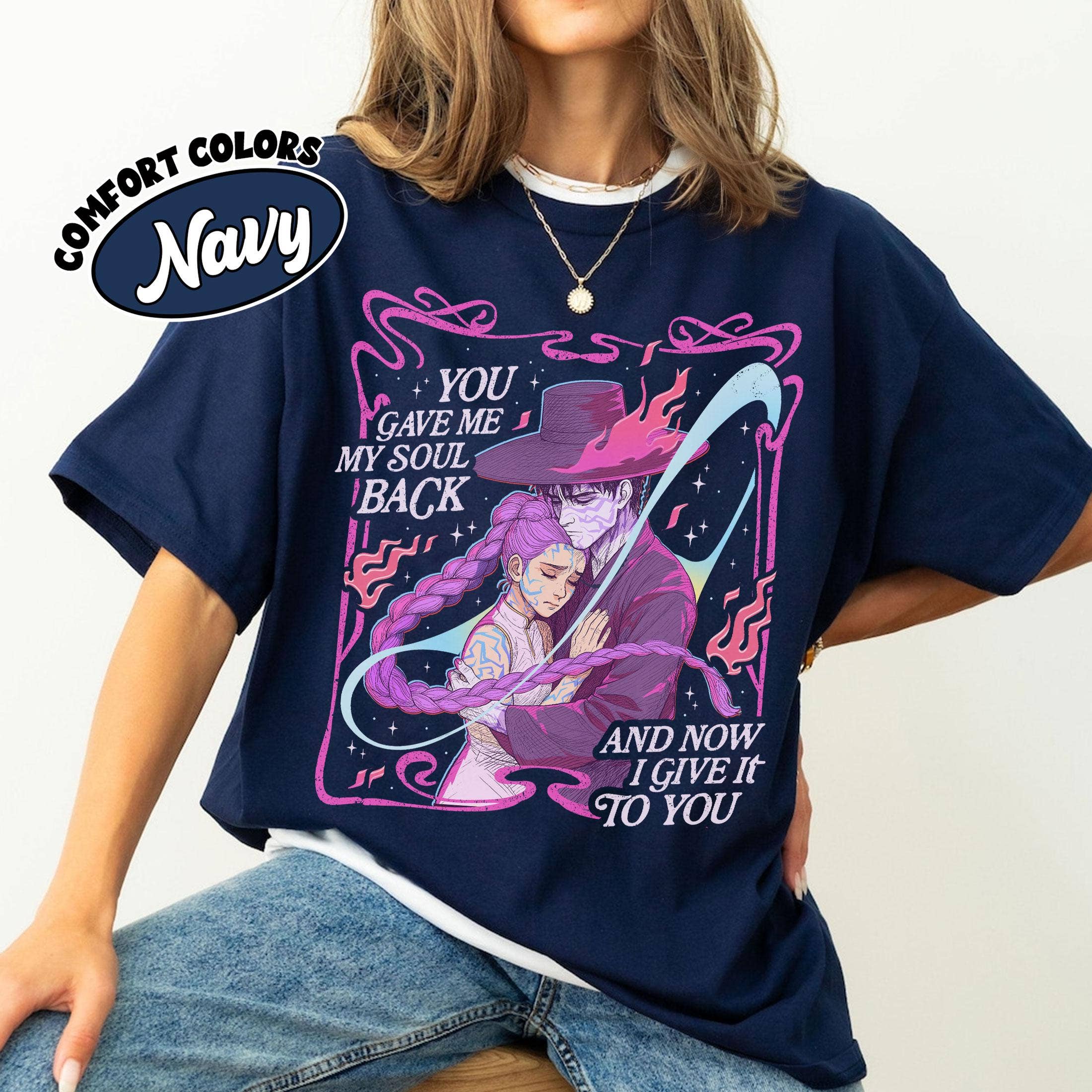 Glaime - Vente T-shirt à imprimés – femme - Confort Colors Rumi Jinu T-shirt, T-shirt Chasseurs de Démons Kpop2