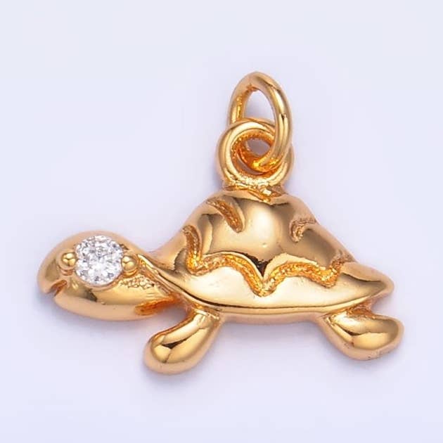 24K Gold Filled CZ Turtle Tortoise Animal Charm | W278 and other Purchase Wholesale tortoise large. Free Returns & Net 60 Terms on Faire trending on Faire.