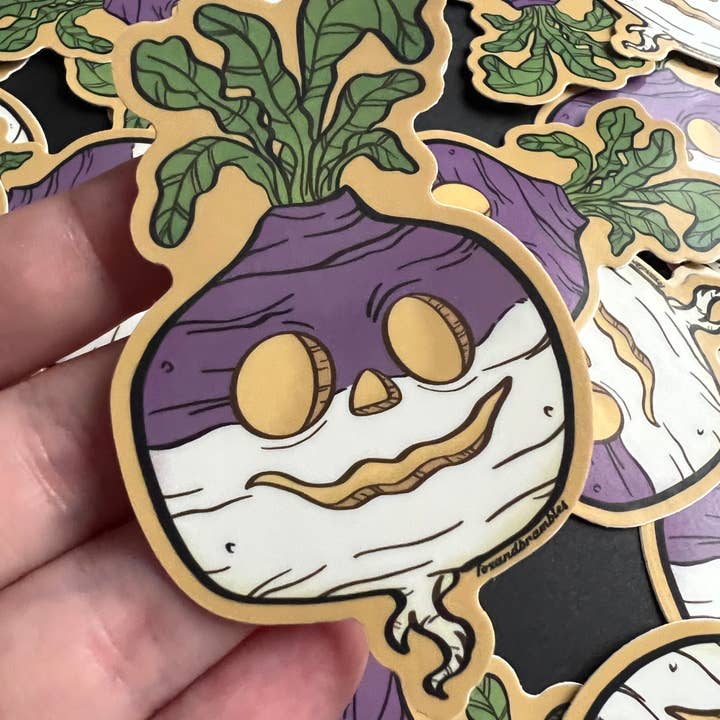 Fox and Brambles - Wholesale Sticker - Jack O’ Lantern Turnip Sticker. Vinyl Sticker. Vintage Hallo
