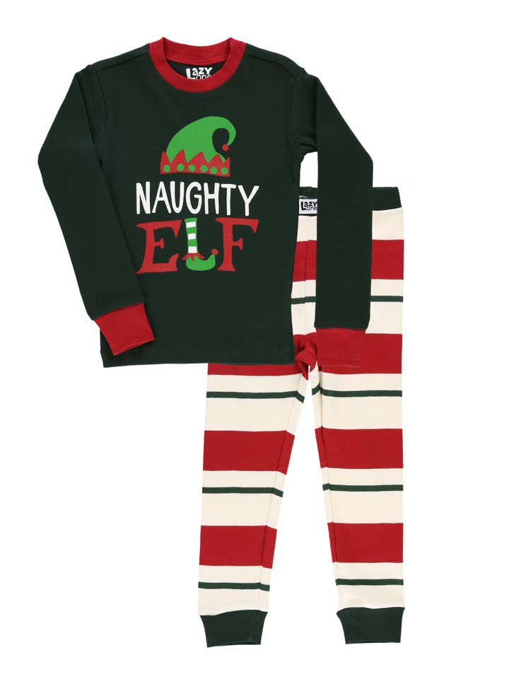 Lazy One - Wholesale Sleepwear Set - Kids - Naughty Elf Kid's Long Sleeve Pajama Set