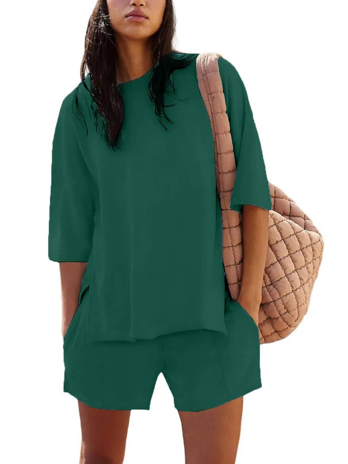 Rosa Clothing - Wholesale Top & Short Set (NOT Loungewear) - Women's - crewneck short sleeve oversized t-shirt & short casual set3