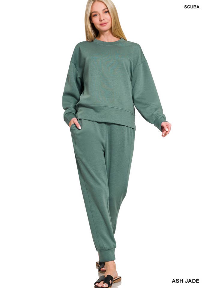 42POPS - Wholesale Lounge Set - Women's - ',._ Scuba Crewneck Pullover & Joggers 2 PC Set SI-269101