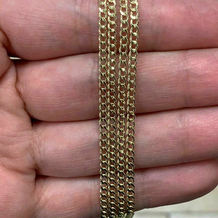 FASHIONISTAAA - Wholesale Link & Chain Necklace - 14K Solid Yellow Gold Cuban Curb Chain Necklace 2MM 16"-30''1