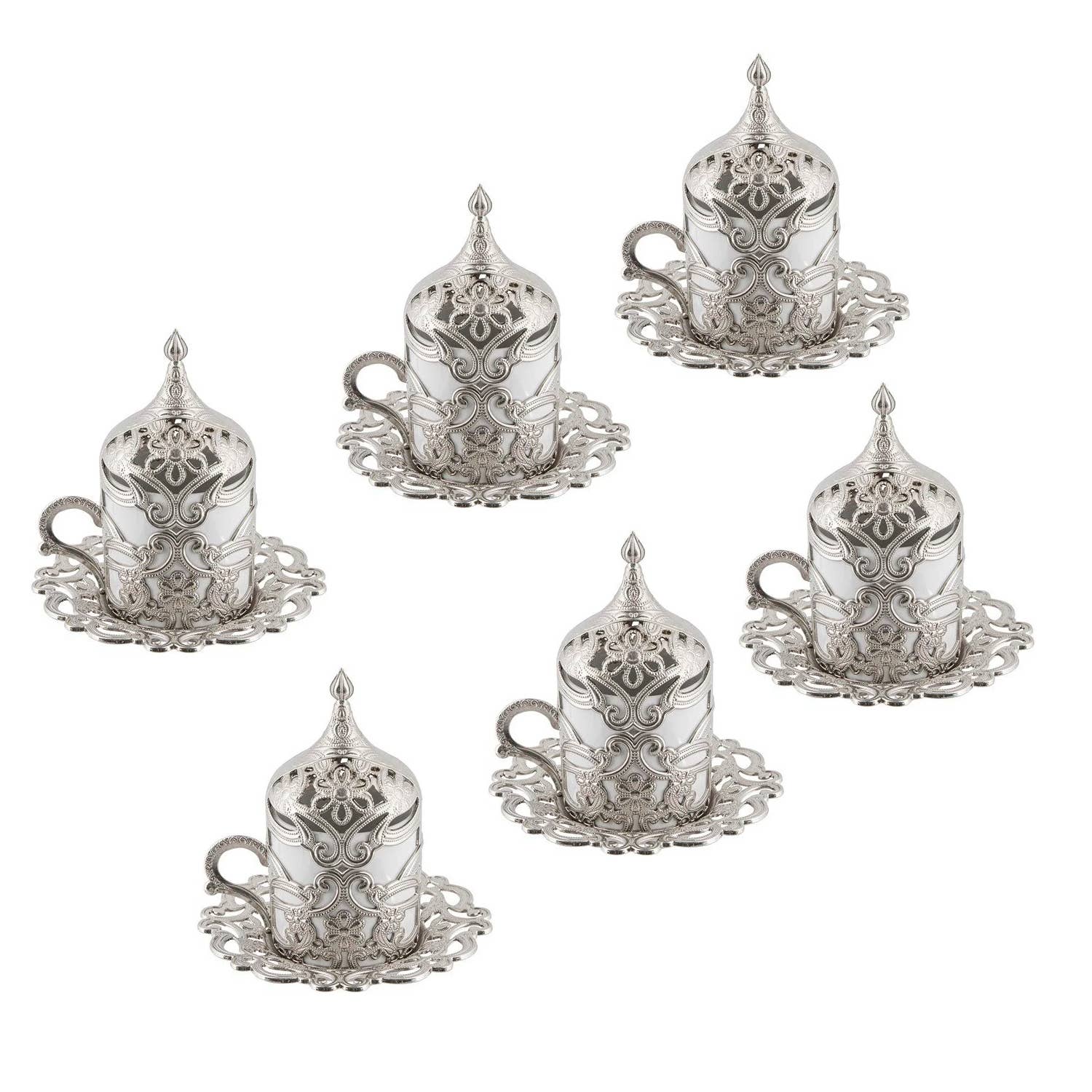 Hakan - Wholesale Coffee/Tea Cup - Floral Turkish Coffee Cups Set of 6, 24 Pieces Set, 2 Oz7