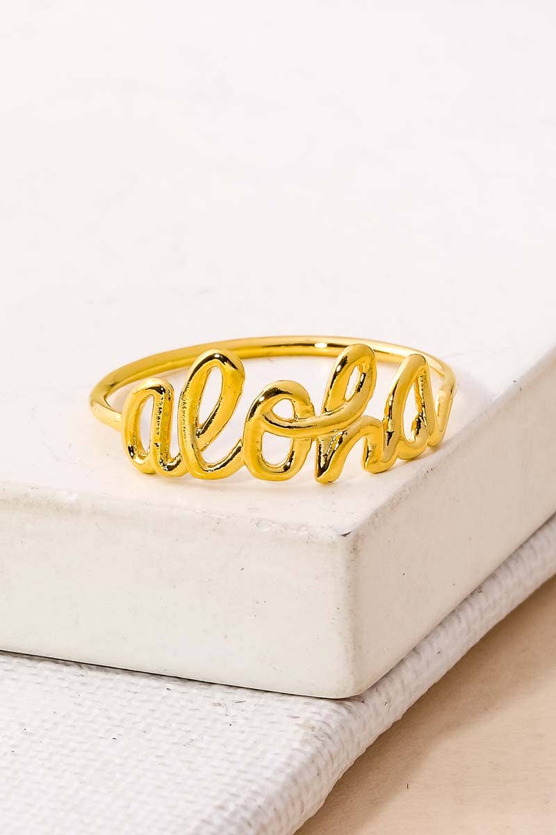 Anarchy Street - Wholesale Band/Stacked Ring - Gold Dipped Delicate Handwritten Aloha Ring1