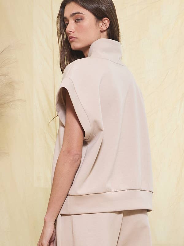 BUCKETLIST INC - Wholesale Sweatshirt - Women's - IT2154-1 Short Sleeve Half Zip-Up Scuba Sweatshirts14