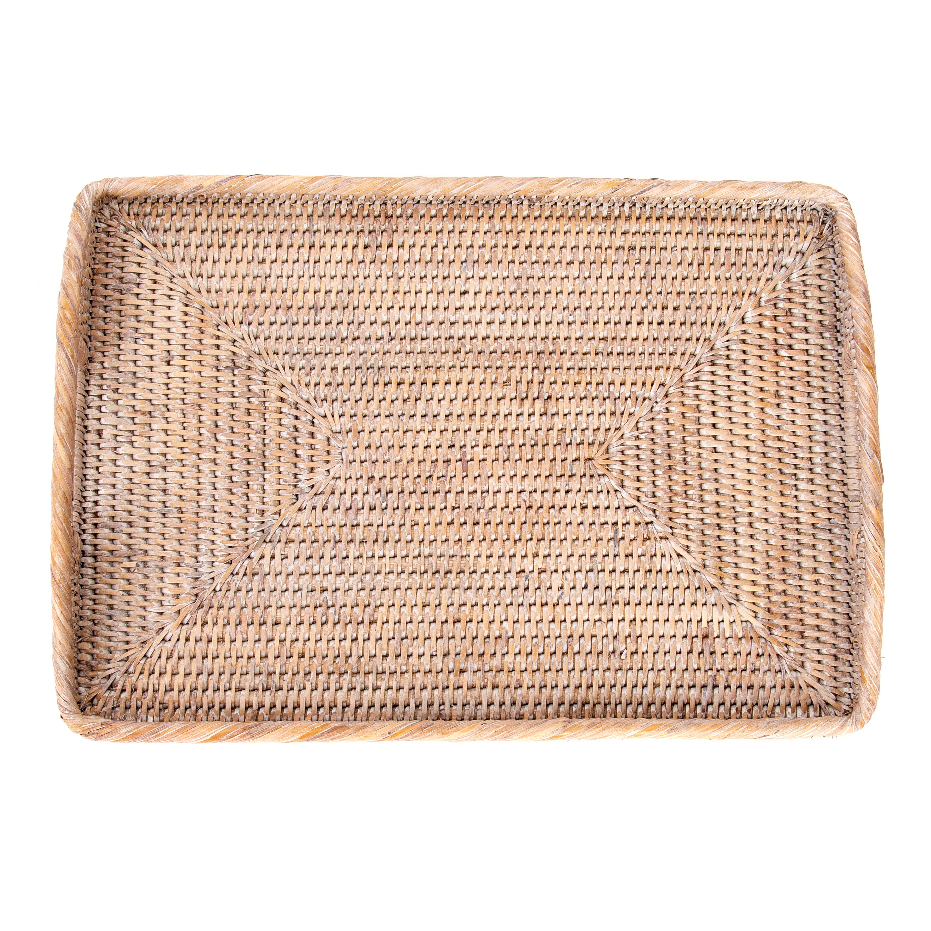 Artifacts Trading Company - Vente Plateaux de service - Plateau de service rectangulaire en rotin avec poignées hautes14