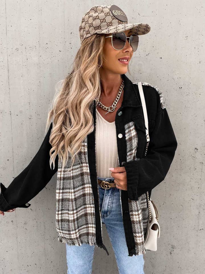 Sweetkama - Wholesale Shirt Jacket/Shacket - Women's - Sweetkama Ladies Color Block Turn-Down Collar Shirt