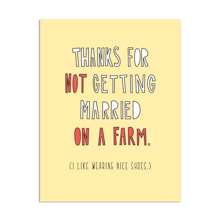 278 - Ikke et Farm Bryllup - A2-kort for engroshandel hos Near Modern Disaster