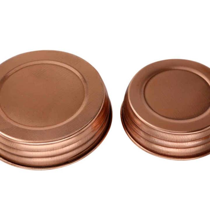 Mason Jar Lifestyle - Wholesale Drink Lids - Shiny Copper Decorative Mason Jar Lids 4 Pack
