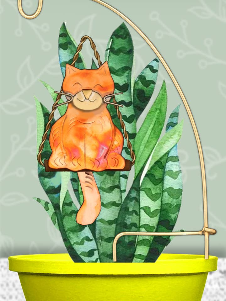 Perched Pussycat Pot Hanger for wholesale by Pilgrim Imports