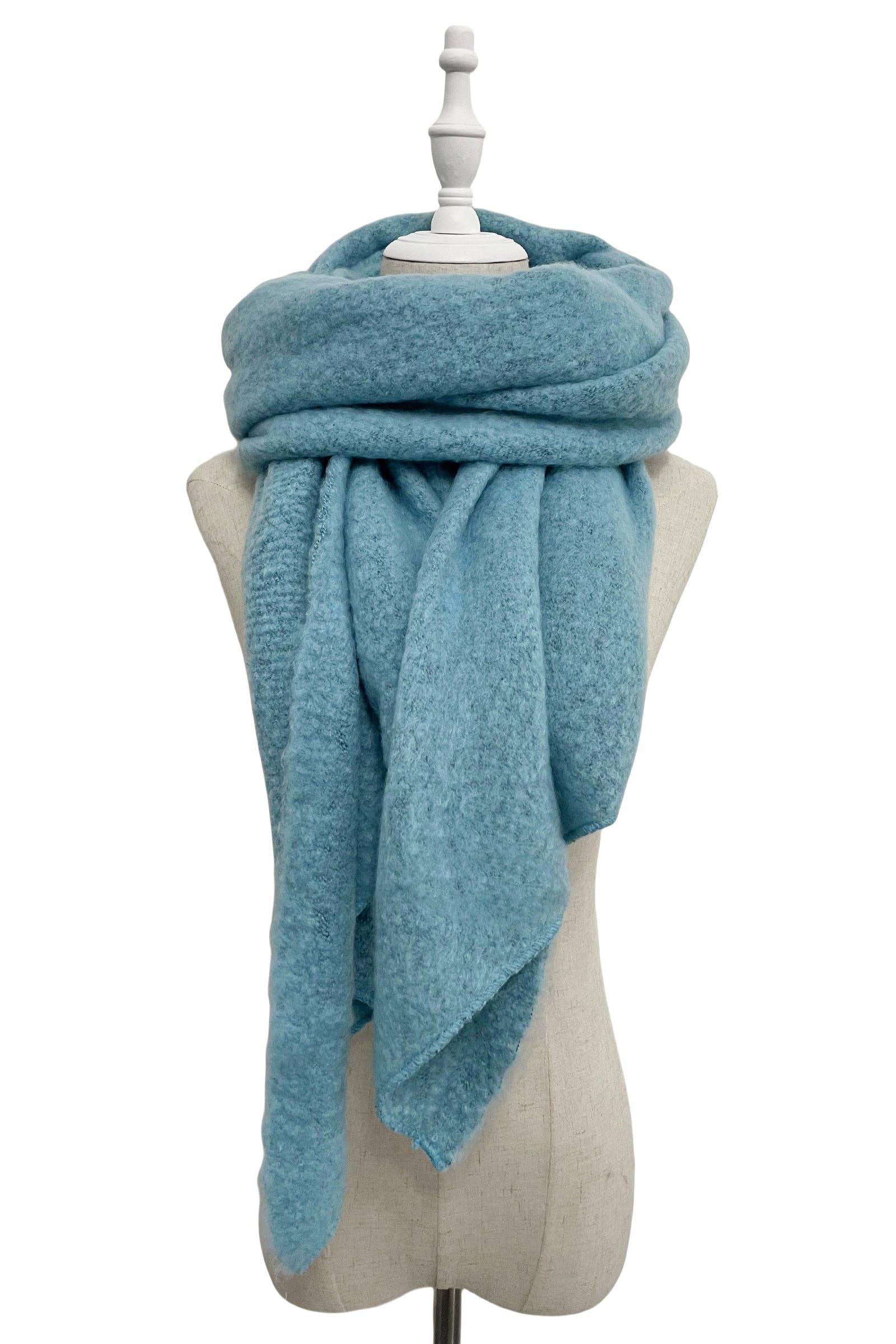 Fashion Scarf World - Wholesale Scarf - Women's - Plain Boucle Diagonal Edge Wool Scarf53