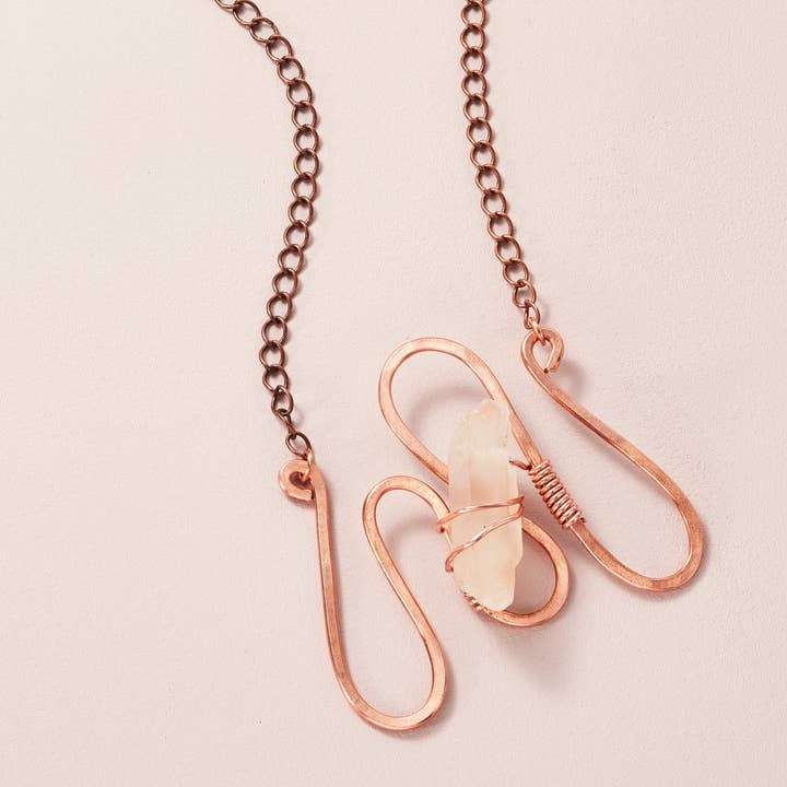 Sculptural Statement Necklace :: Copper +Rutilated Quartz for wholesale by Kate Stephen Jewelry