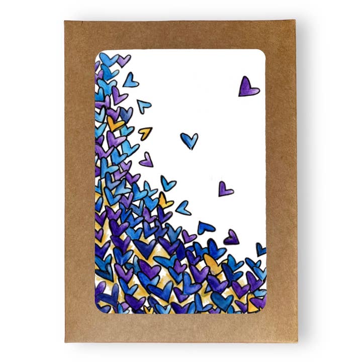 Tumbling Hearts Blanko-Briefkarten in Box | 8-teiliges Set für den Großhandel von Whimsicals Paperie