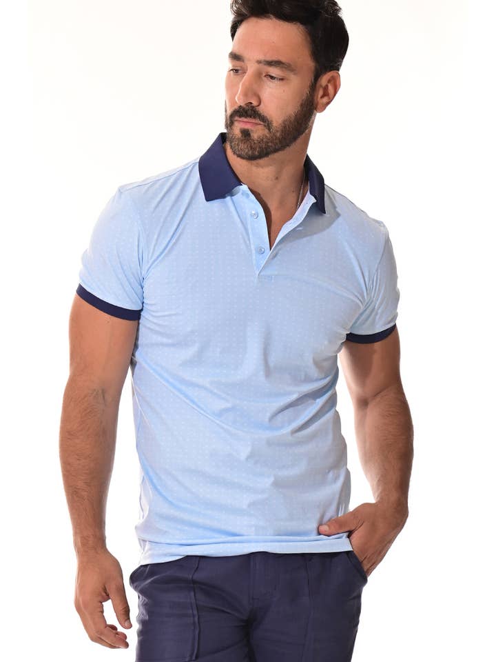 WHITE BLUE Men's S/S Polo Performance Cool Feel 4 Way Stretch-B-MKT3317 for wholesale on Faire