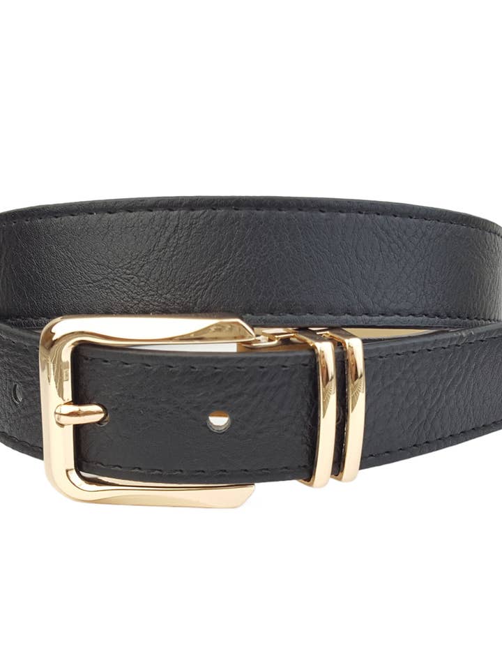 Classic Plain belt in Shiny Gold Buckle for wholesale by Axesoria West