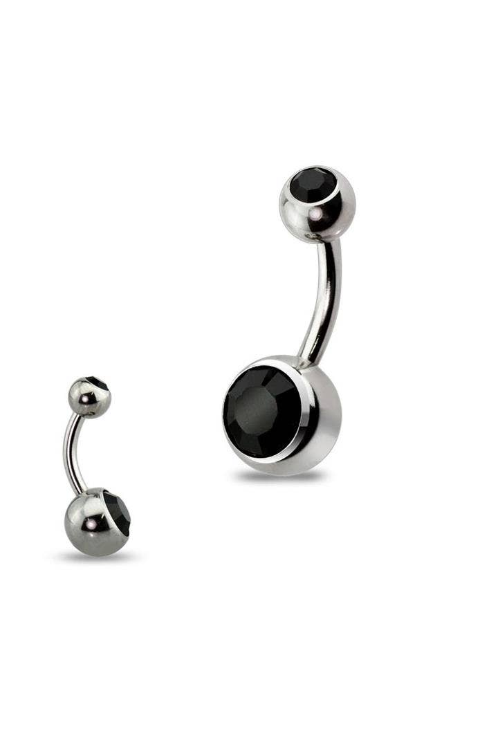 CRAVE – Großhandel Bauchnabel-Piercings – 10 MM LÄNGE BASIC 316L SS PRESS FIT DOPPEL EDELSTEIN NABELRING1