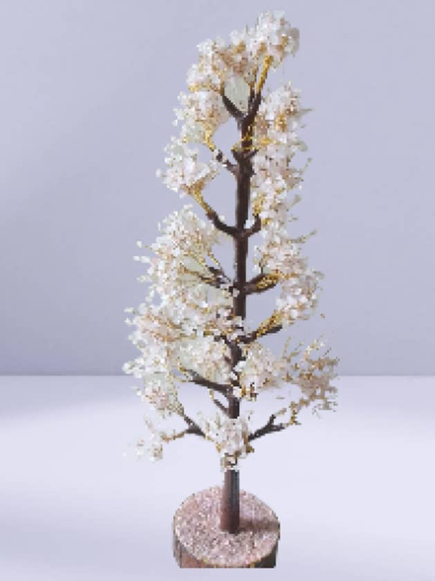 Árbol de piedras preciosas de cuarzo rosa, árbol de alambre dorado de 2000 chips para venta al por mayor de AmazeU