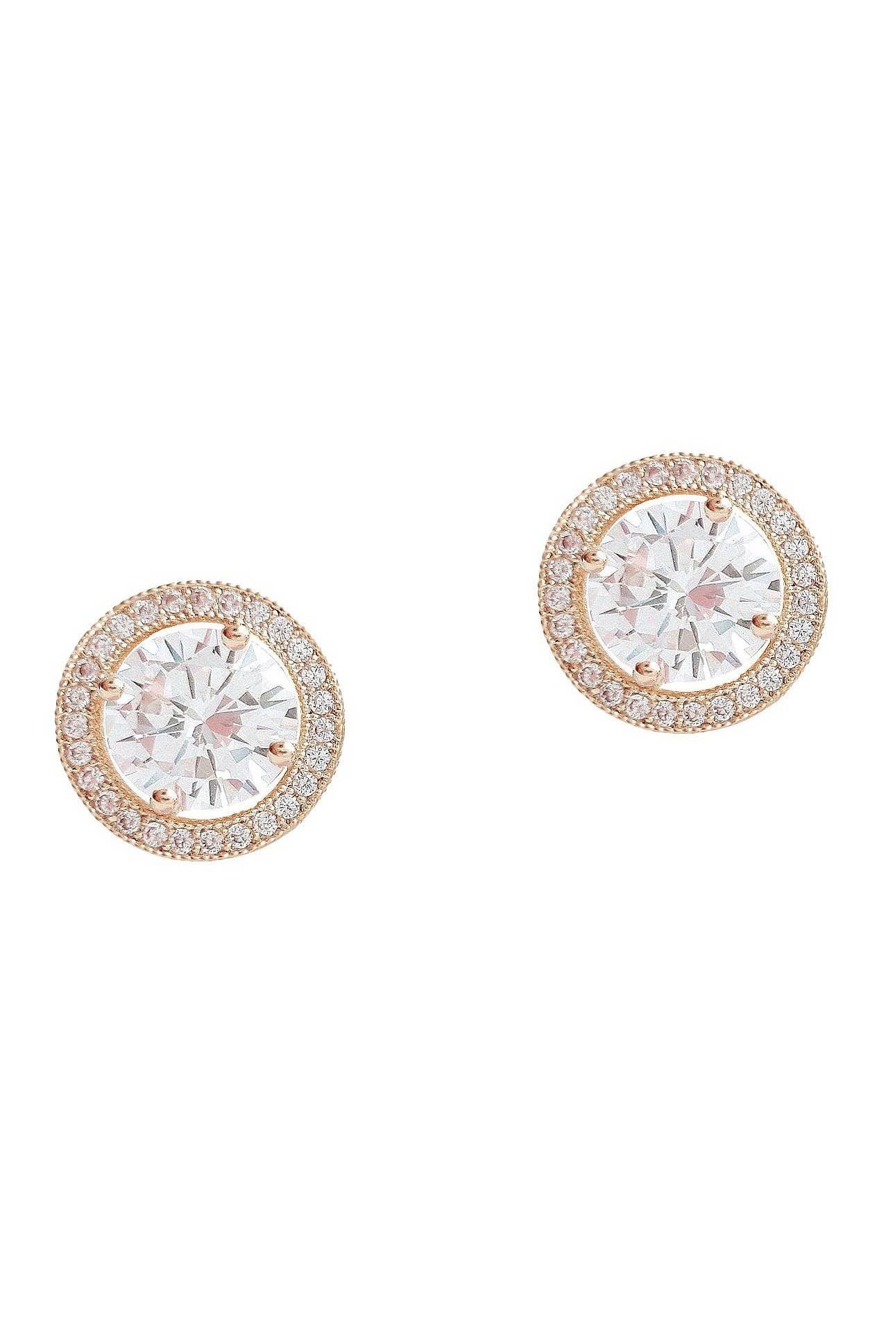 Diacly - Wholesale Stud/Post Earrings - 11mm Round CZ Halo Stud Earrings A Plus2