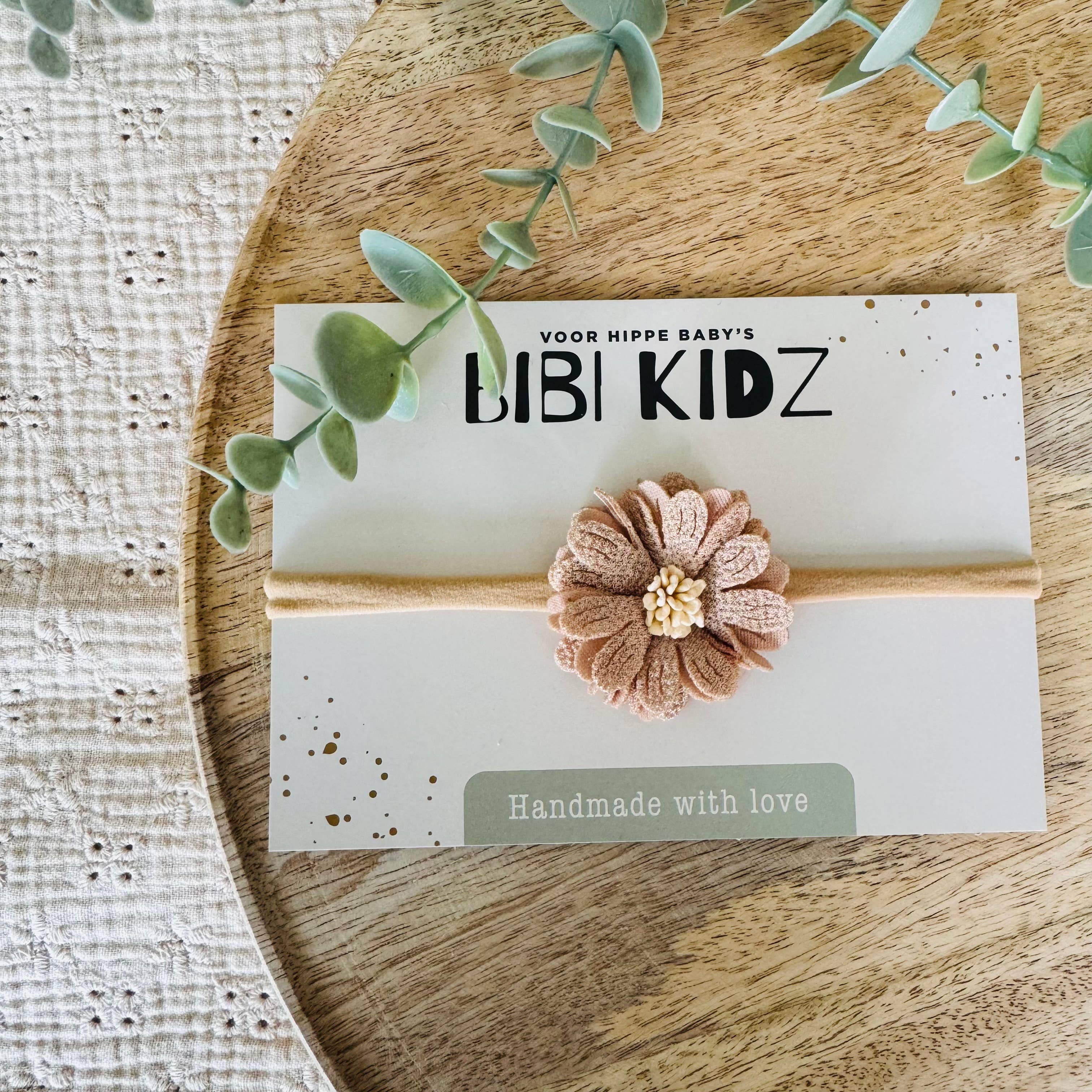Bibi Kidz - Wholesale Fashion Headband - Kids - Soft Brown Flower Headband0