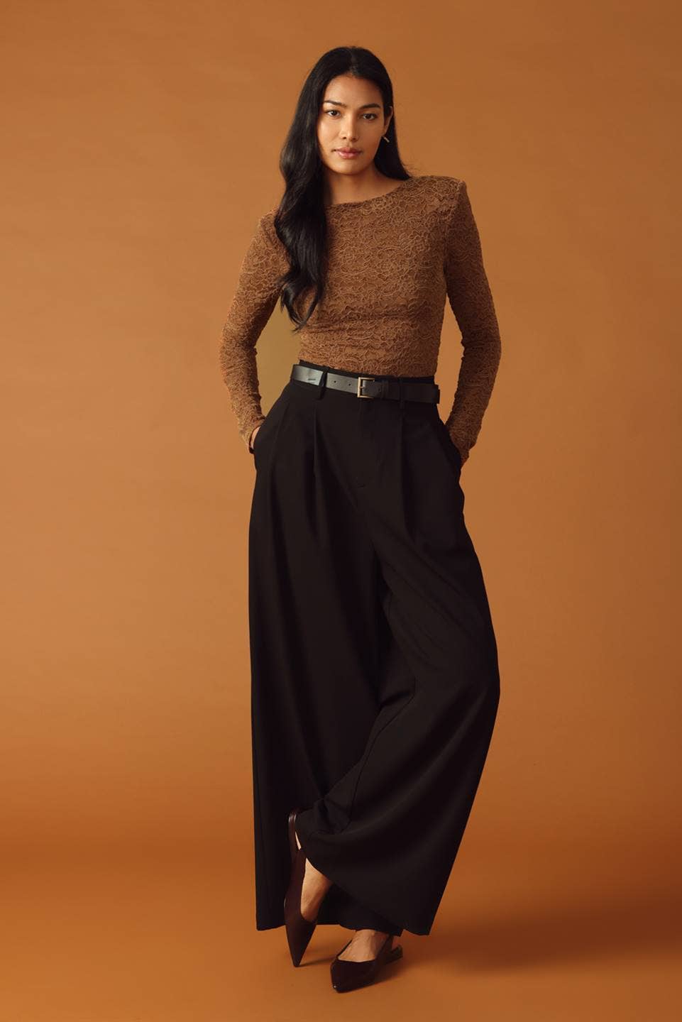 Brown A woven lace bodysuit - IT13216 for wholesale on Faire5